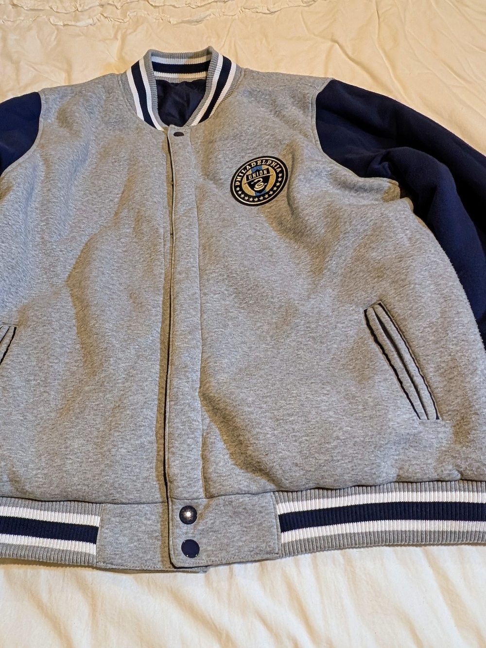 Pre-loved JH Designs Philadelphia Union Gray & Navy Reversible Jacket 3XL